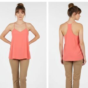 TIBI Silk Coral‎ Orang Sleeveless Halter Top 2